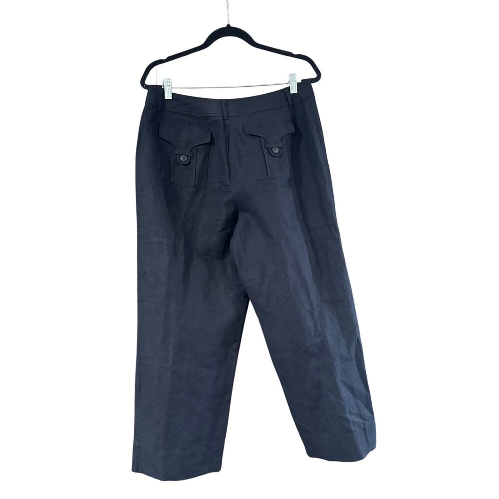 Talbots Irish Linen Blend Wide Leg Crop Pants Women’s Size 14 Navy Blue